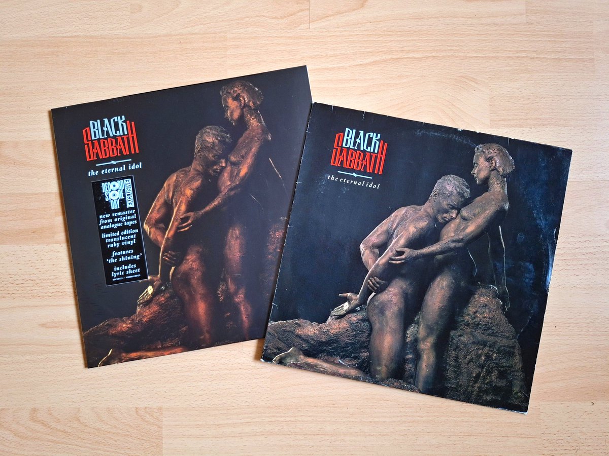 How nice. One of my friends dropped by and gifted me with the new vinyl reissue of "The Eternal Idol". Apparently they've also "remastered" the artwork (as you can see from the original 1987 edition on the right side)