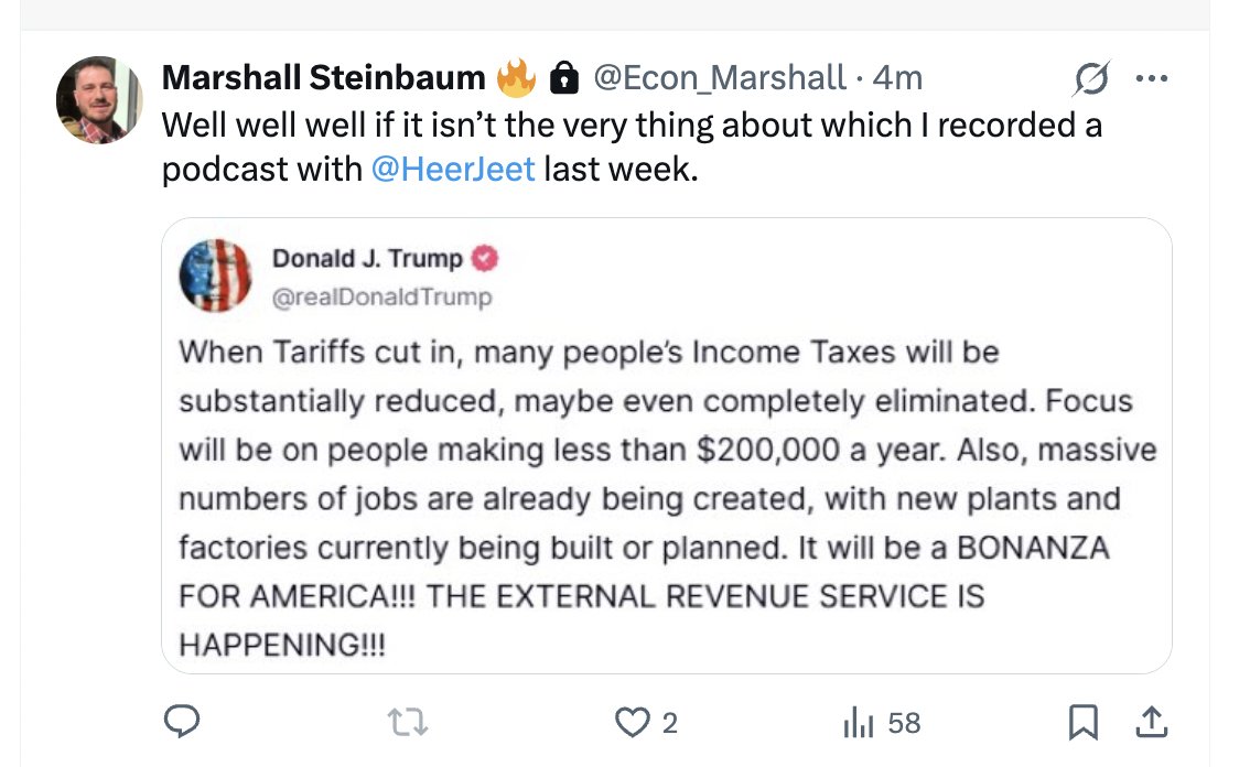 Jeet Heer (@heerjeet) on Twitter photo Trump's tariff war is also a class war -- an attempt to make the tax structure of American state much more regressive. I talk to <a href="/Econ_Marshall/">Marshall Steinbaum 🔥</a> about this and other economic matters. thenation.com/podcast/archiv… Trump's tariff war is also a class war -- an attempt to make the tax structure of American state much more regressive. I talk to <a href="/Econ_Marshall/">Marshall Steinbaum 🔥</a> about this and other economic matters. thenation.com/podcast/archiv…