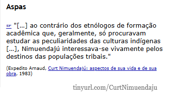 "[...] ao contrário dos etnólogos de formação acadêmica que, geralmente, só procuravam estudar as peculiaridades das culturas indígenas [...], Nimuendajú interessava-se vivamente pelos destinos das populações tribais." (Expedito Arnaud) #aspas 
etnolinguistica.org/biblio:arnaud-…