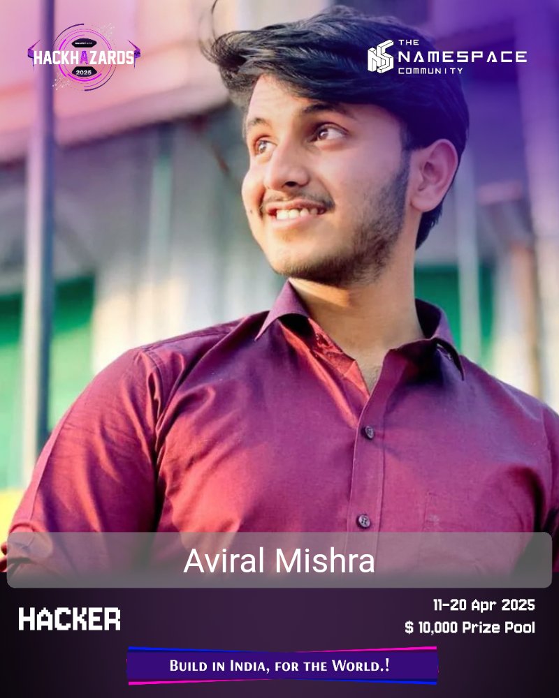 AviralMishra31's tweet photo. Proud to be a part of HackHazards 2025! Another step towards innovation and endless possibilities. #HackHazards #TechJourney https://t.co/4bwTKU2QUL