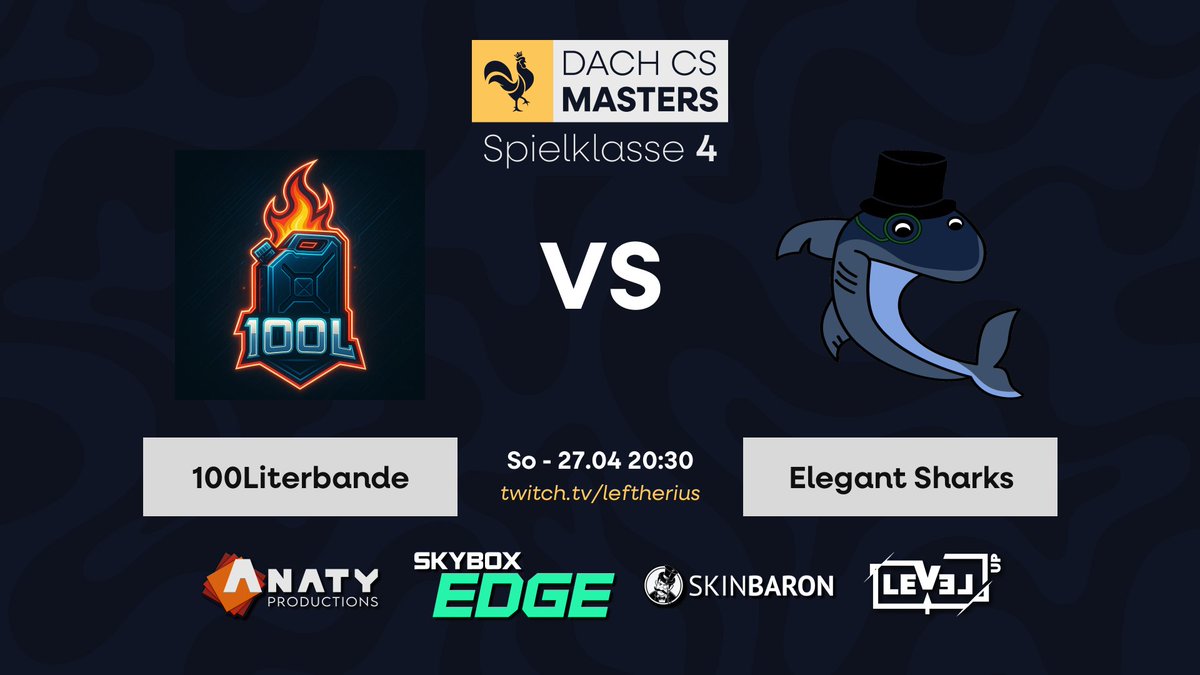 ElegantSharks (@elegantsharks) on Twitter photo 🔥 7. Spieltag der #DACHCSMasters Season 3! 🔥
Heute um 20:30 Uhr treffen die Haie auf die #100Literbande! 🦈🔥
Jetzt heißt es: volle Konzentration, wir wollen zurück in die Erfolgsspur!
🎙️ Cast von <a href="/Leftherius/">Leftherius</a> – live auf twitch.tv/Leftherius
#beElegant #GoSharks 🔥 7. Spieltag der #DACHCSMasters Season 3! 🔥
Heute um 20:30 Uhr treffen die Haie auf die #100Literbande! 🦈🔥
Jetzt heißt es: volle Konzentration, wir wollen zurück in die Erfolgsspur!
🎙️ Cast von <a href="/Leftherius/">Leftherius</a> – live auf twitch.tv/Leftherius
#beElegant #GoSharks
