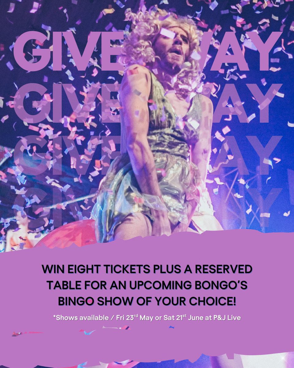 PandJLive's tweet photo. 🎉 @BongosBingo are giving you a chance to WIN 8 tickets + a reserved table at one of their upcoming shows at P&amp;J Live!

Simply like, RT &amp; follow to be in the chance of winning!

Ts&amp;Cs Apply. https://t.co/KCw6BhxjaD