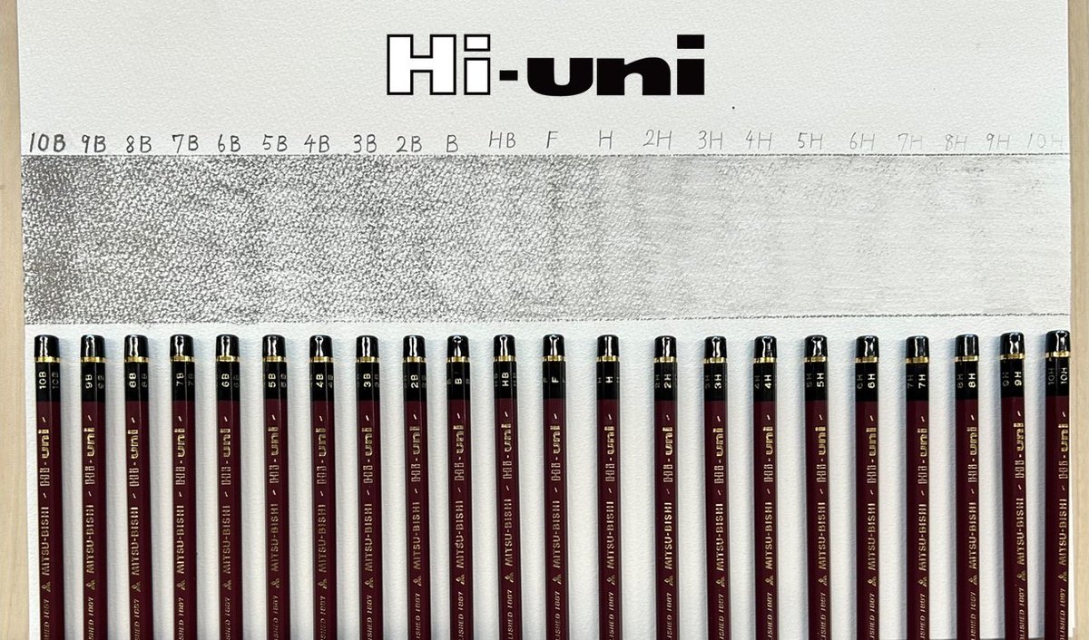◥◣#ハイユニ 硬度表◢◤ Hi-uni(ハイユニ)は、10Hから10Bまで22種類