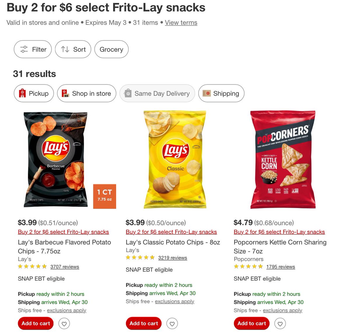 LordOfDiscounts's tweet image. 🥔 Purchase Two Select Lay’s Snacks for $6 via Target

🛒 Add In Sets Of Two To Cart For Promotion To Apply

🔗 - link.lordofsavings.com/4jtAnUT

#LRDeal | #AD