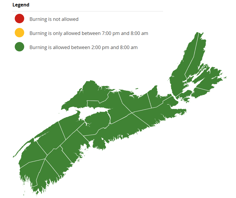 NS_DNR's tweet photo. Burning is not permitted between 8am and 2pm. 

Check before you burn and know your municipal bylaws. 

https://t.co/nEMLDfeFq5 https://t.co/wnSvnlz8Bd