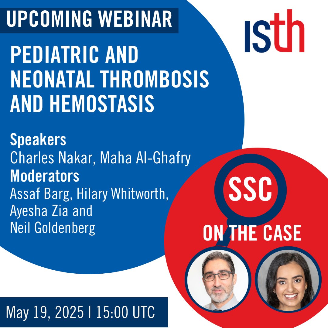 Be sure to join the next SSC on the Case session! Get ready for a case-based deep dive into the complexities of managing bleeding and clotting in neonates and children.

🔍 Come for the cases, stay for the expert insights: bit.ly/4joDm0G
