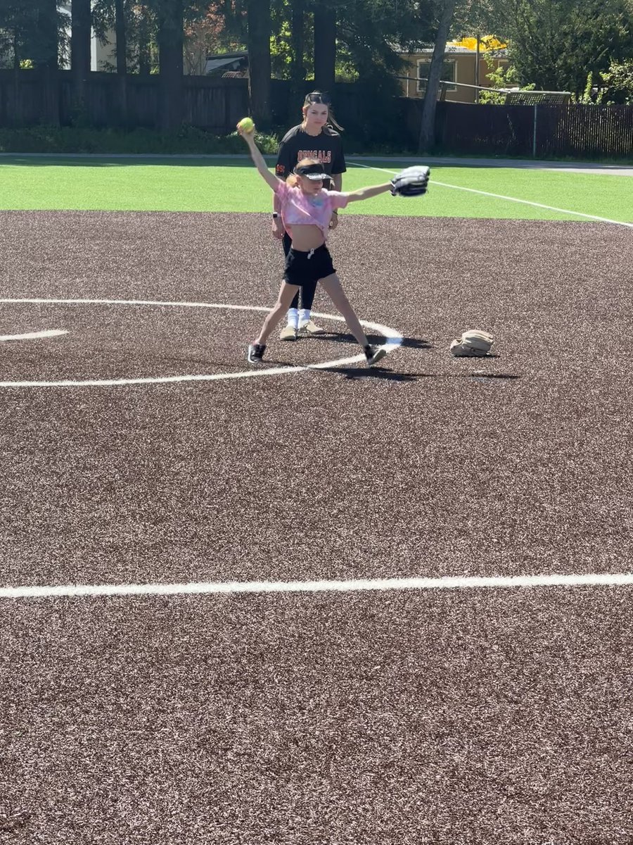 Late post - sure love coaching Cookie!  She added on some extra arm swings in her windup so we made the adjustments needed.  She had a game later that day that I was able to watch.  She was the starter pitcher, pitched one inning and had 3 strikeouts!  Proud coaching moment💗