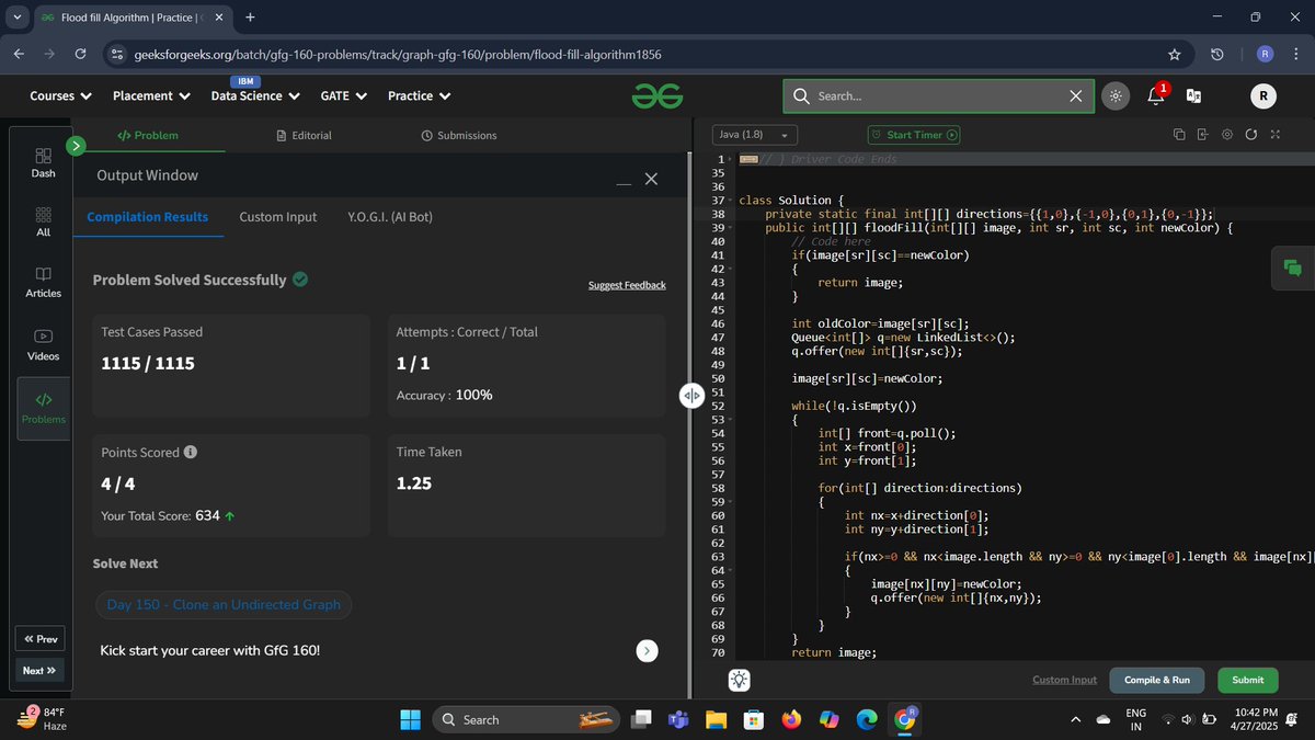 Rameshwari (@datacode2025) on Twitter photo Day 149✅Of 160gfg Challenge
Problem-Flood fill Algorithm
Approach-Replace pixels sharing oldColor with newColor, spreading in four directions.
#160gfgchallenge <a href="/geeksforgeeks/">GeeksforGeeks</a> #womenintech Day 149✅Of 160gfg Challenge
Problem-Flood fill Algorithm
Approach-Replace pixels sharing oldColor with newColor, spreading in four directions.
#160gfgchallenge <a href="/geeksforgeeks/">GeeksforGeeks</a> #womenintech