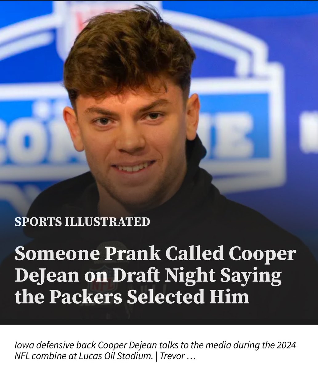 JonnyRoot_'s tweet photo. Did the NFL ever open an investigation into the prank call Cooper DeJean received during the NFL Draft? Can’t find any report if they did

If the NFL is only investigating the Shedeur Sanders pranksters, they have to explain why one warranted an investigation &amp; the other didn’t… https://t.co/ebZR8Y0zXJ