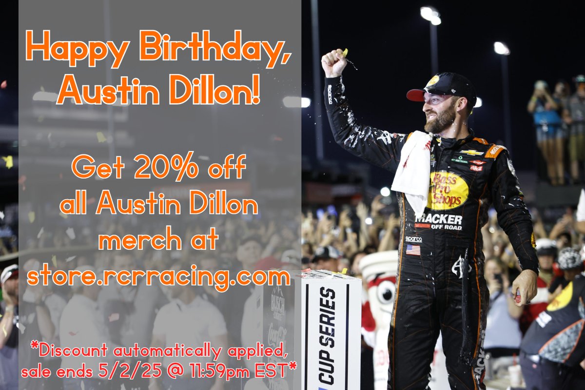 Celebrate Austin Dillon's birthday with 20% off all AD merch! Check the link below to shop now!

Shop: store.rcrracing.com

<a href="/RCRracing/">RCR</a>
