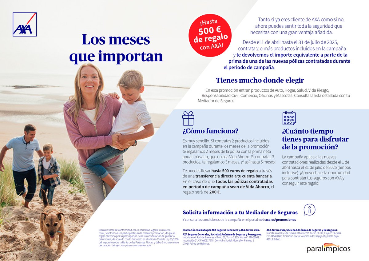 Campaña los meses que importan. Hasta el 31 de julio tienes la opción de que te devuelvan hasta 5 mensualidades de tus pólizas contratadas desde el 1 de abril. Infórmate en nuestra oficina o llamando al 646732274. #mpmediadores