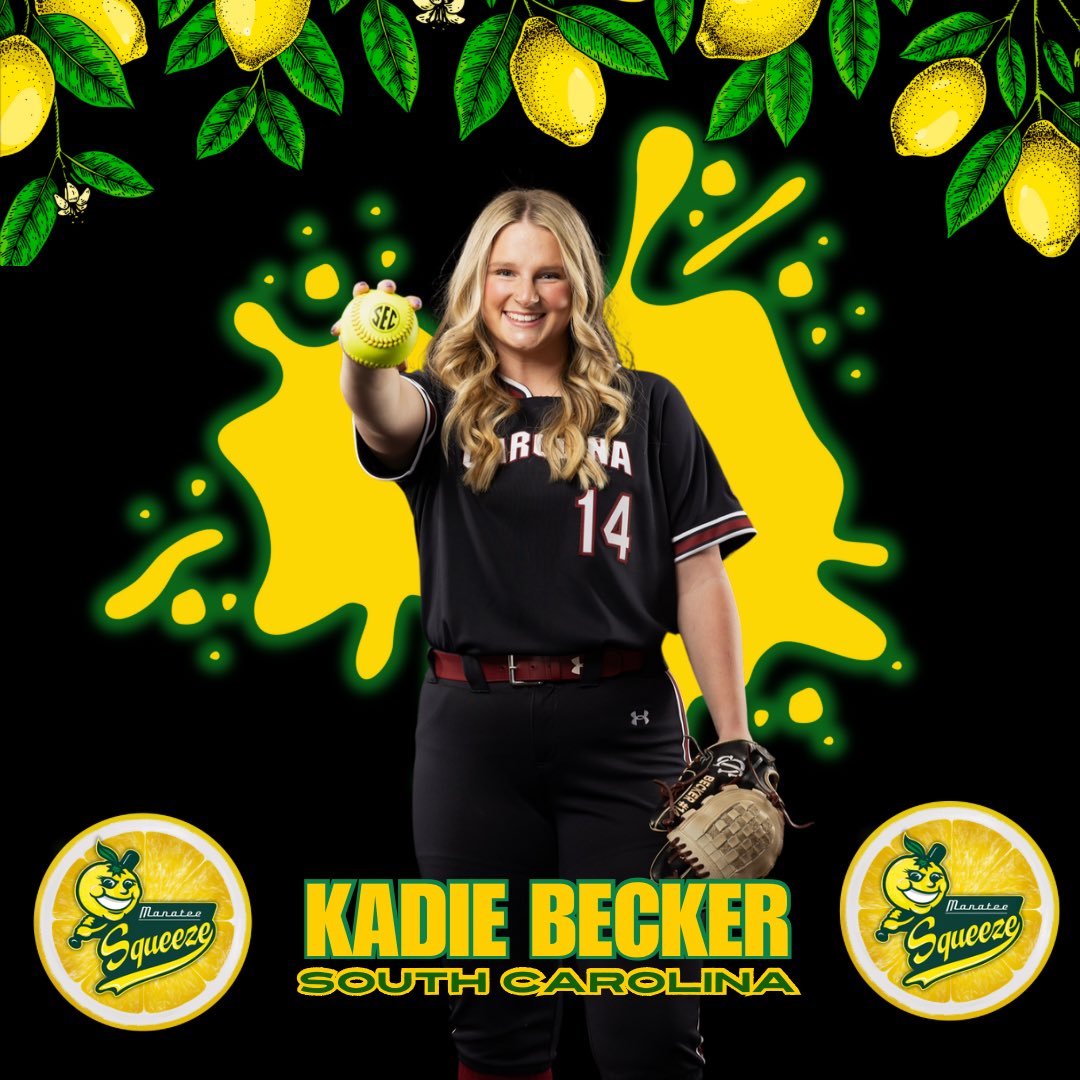 SqueezeSoftball (@manateesqueeze) on Twitter photo Welcome to the 2025 Manatee Squeeze <a href="/KadieBecker2023/">Kadie Becker</a> from <a href="/GamecockSoftbll/">South Carolina Softball</a> coming to the <a href="/FGCLsoftball/">Florida Gulf Coast League</a> battle of the beaches 🏖️ this summer for the Squeeeeeeeze‼️🍋🔥
Players Register:⬇️
AmericanCollegiateLeague.com
#fastpitchunited #playball Welcome to the 2025 Manatee Squeeze <a href="/KadieBecker2023/">Kadie Becker</a> from <a href="/GamecockSoftbll/">South Carolina Softball</a> coming to the <a href="/FGCLsoftball/">Florida Gulf Coast League</a> battle of the beaches 🏖️ this summer for the Squeeeeeeeze‼️🍋🔥
Players Register:⬇️
AmericanCollegiateLeague.com
#fastpitchunited #playball