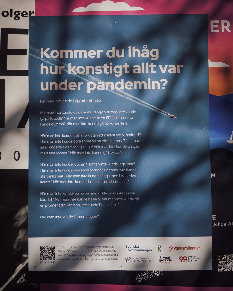 För 300 000 svenskar tog pandemin aldrig slut. 
Stöd vår insamlingskampanj tillsammans med Virus- och pandemifonden, Föreningen för Svårdiagnostiserade Infektionssjukdomar och Riksförbundet för ME-patienter

Swisha 100 kr till 123 900 74 85 och skriv ”postsjuk” som meddelande.