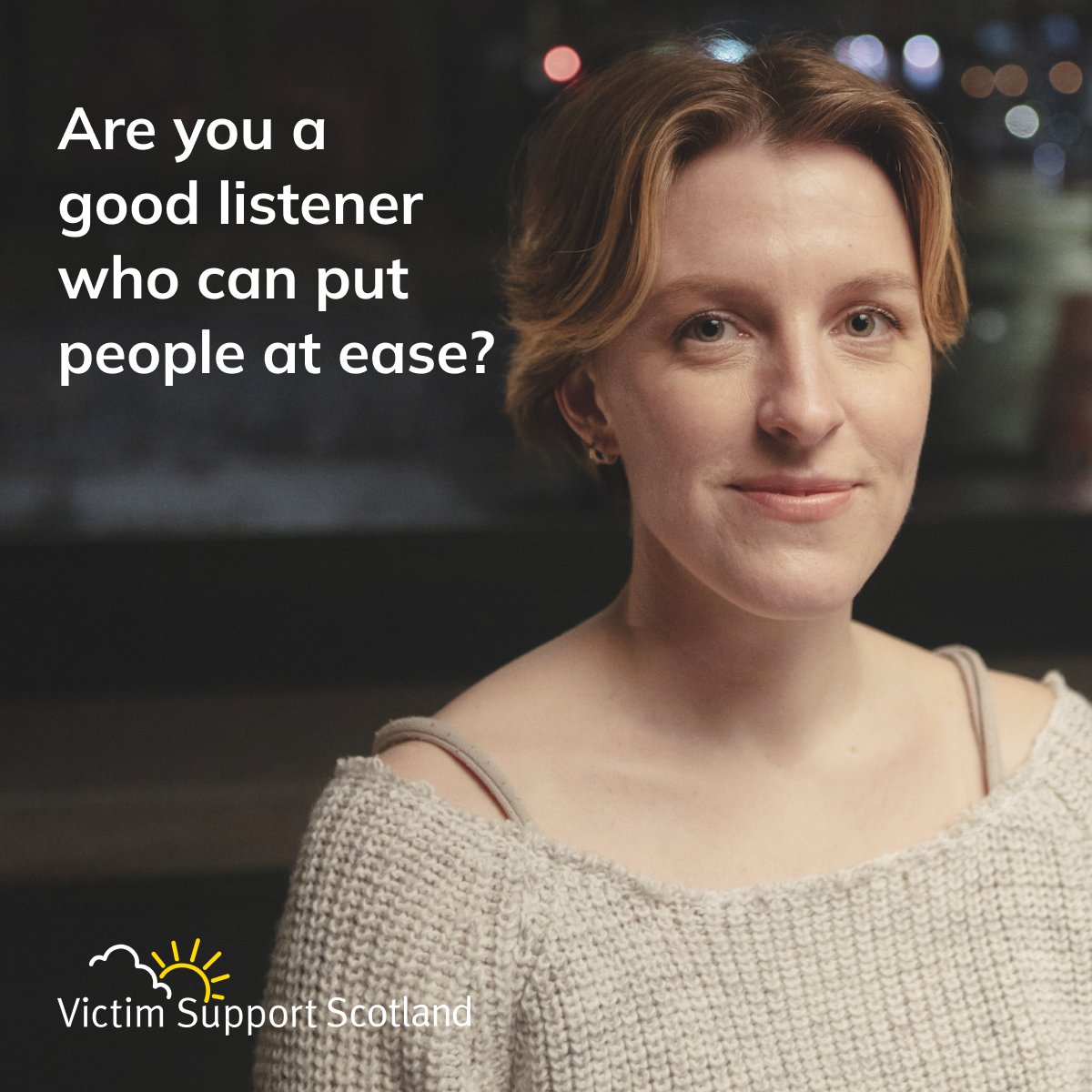 Everyone affected by crime deserves support - and you can help provide it. 

We’re looking for compassionate volunteers across Scotland to stand by those in need. Just a few hours a week can make a lasting difference.

Sign up today: victimsupport.scot/volunteertoday…