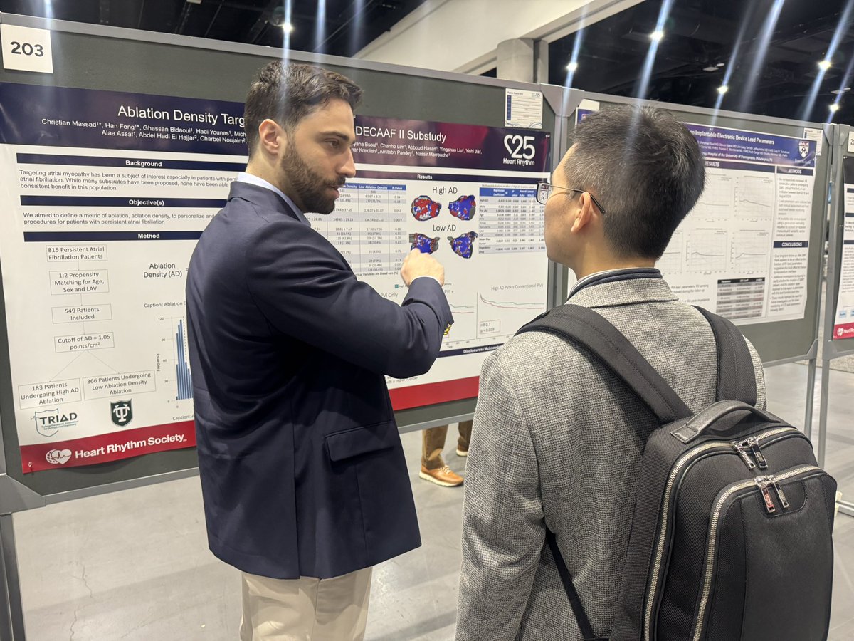 Mayana Bsoul (@bsoulmayana) on Twitter photo With fibrosis guided ablation, higher ablation density (more ablation points per LA surface area) targeting fibrosis reduces recurrence risk by 30%!
Work by <a href="/MassadChristian/">Christian Massad</a>!
<a href="/nmarrouche/">Nassir Marrouche</a> <a href="/TulaneTriad/">TulaneTRIAD</a> #HRS25 #EPeeps With fibrosis guided ablation, higher ablation density (more ablation points per LA surface area) targeting fibrosis reduces recurrence risk by 30%!
Work by <a href="/MassadChristian/">Christian Massad</a>!
<a href="/nmarrouche/">Nassir Marrouche</a> <a href="/TulaneTriad/">TulaneTRIAD</a> #HRS25 #EPeeps