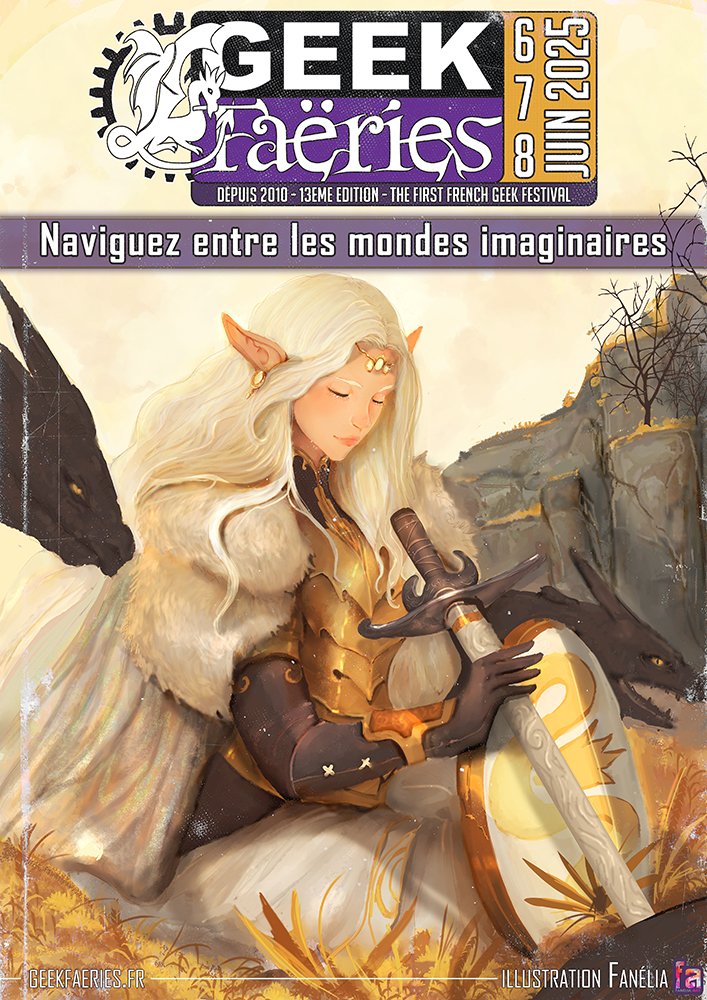 Nous sommes heureux de vous présenter l’illustration de 2025, réalisée en timelapse complet par Fanélia !

geekfaeries.fr/irl/un-voyage-…

Autrice de La Clé et de Magicarta, Fanélia sera notre invitée au pôle  jeux où vous pourrez la rencontrer et même lui demander une dédicace ;)
