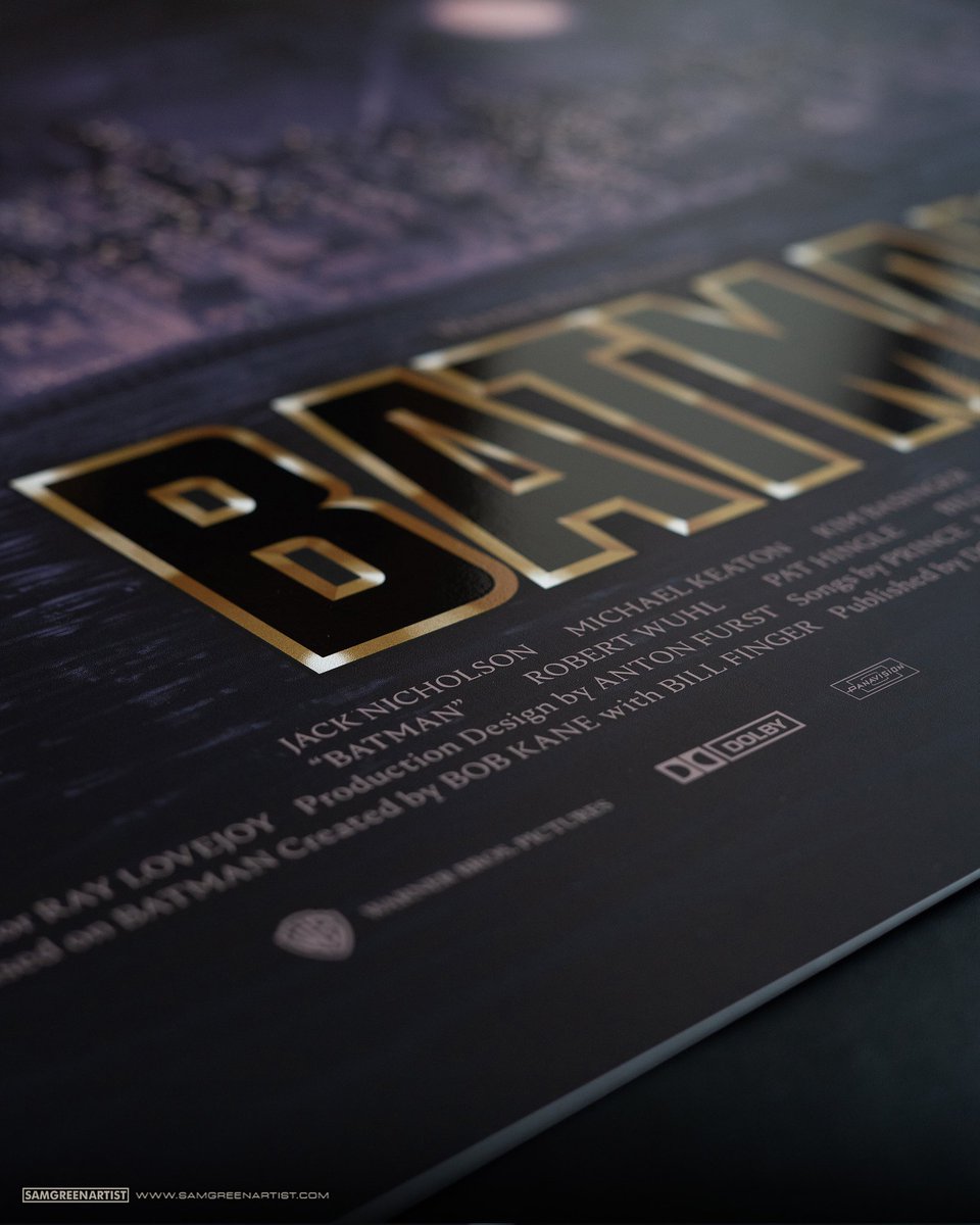 SamGreenArtist's tweet image. BATMAN 1989 - Print Details 🦇
I couldn't be happier with how these have turned out. The gloss on the titles and city windows really pops!
Thanks to everyone who has picked one up so far. I have a very limited number of copies remaining.
👉 samgreenartist.bigcartel.com
#Batman
