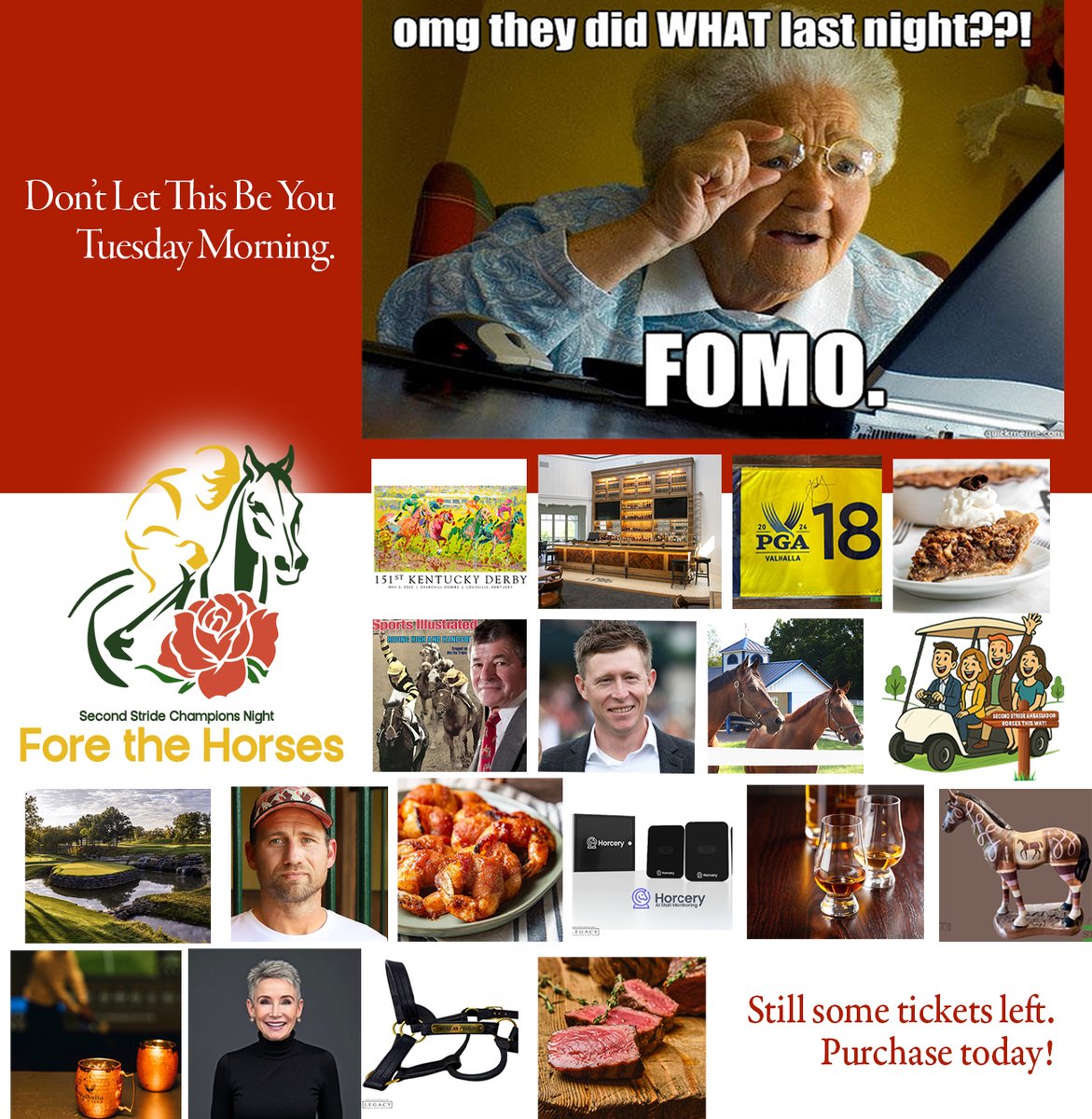 Second Stride (@secondstride) on Twitter photo The FOMO will be real.
🏆FORE the Horses *TOMORROW* <a href="/ValhallaGolf/">ValhallaGolf</a>
🎟️Tix still available at: tinyurl.com/nhc3mjsu
🌹 #KentuckyDerby #KyDerby The FOMO will be real.
🏆FORE the Horses *TOMORROW* <a href="/ValhallaGolf/">ValhallaGolf</a>
🎟️Tix still available at: tinyurl.com/nhc3mjsu
🌹 #KentuckyDerby #KyDerby