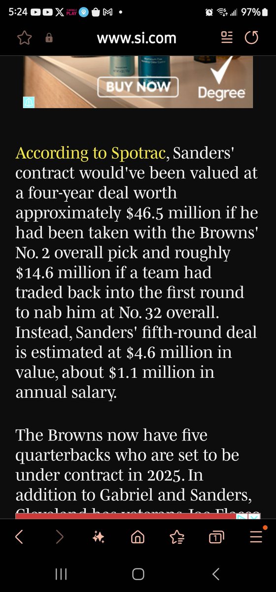 MProfeta's tweet photo. @SirYacht_ It was a salary cap scheme. Schefter probably brokered the deal. The Sanders family was in on the slide. They put out that info of crappy interviews. Browns get a coveted rookie Qb contract to build around. The Sanders family doesn't care about money. They want glory.#tinfoilhat https://t.co/N5Kmkv3Xu1