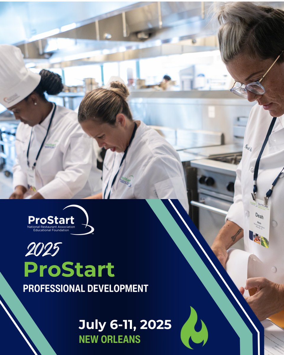 WeRRestaurants's tweet image. 📢 Calling all educators! Join @Prostart this July in New Orleans for the 2025 ProStart Professional Development Program! Don&apos;t miss this chance to elevate your teaching and your career! 

Apply now and be part of the #MadeInProStart movement: bit.ly/40SVPtn