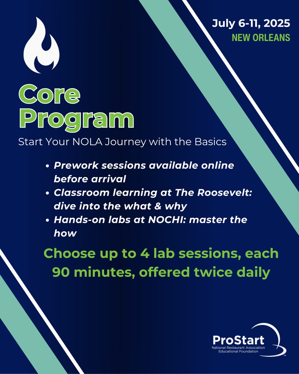 WeRRestaurants's tweet image. 📢 Calling all educators! Join @Prostart this July in New Orleans for the 2025 ProStart Professional Development Program! Don&apos;t miss this chance to elevate your teaching and your career! 

Apply now and be part of the #MadeInProStart movement: bit.ly/40SVPtn