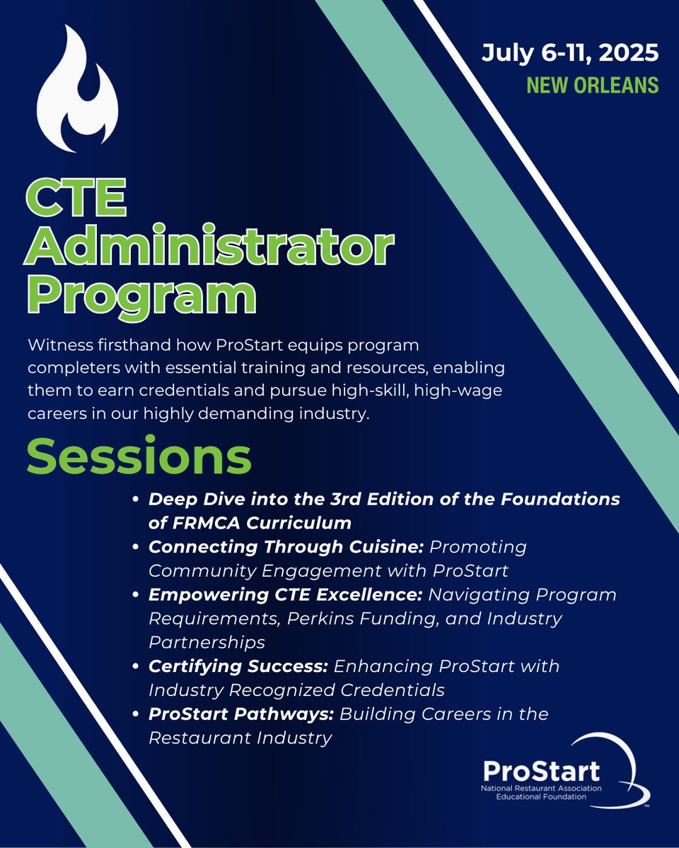 WeRRestaurants's tweet image. 📢 Calling all educators! Join @Prostart this July in New Orleans for the 2025 ProStart Professional Development Program! Don&apos;t miss this chance to elevate your teaching and your career! 

Apply now and be part of the #MadeInProStart movement: bit.ly/40SVPtn