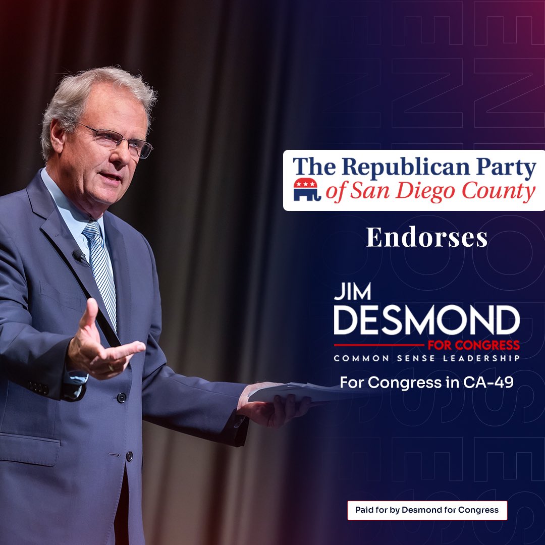As a U.S. Navy veteran, retired airline captain, and County Supervisor, I bring a lifetime of leadership and service to this fight. Our campaign has already earned the backing of law enforcement, grassroots conservatives, and now, the Republican Party of San Diego County.

The