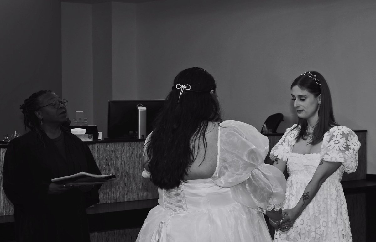 leosqueerworld's tweet image. In honor of lesbian visibility week. 
Can’t believe I married the love of my life back in September. 🩷🤍🧡