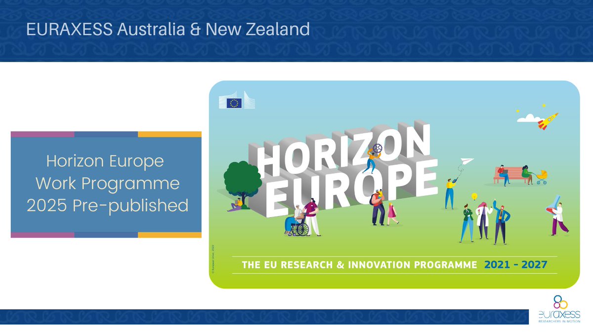 🇪🇺📣[BREAKING NEWS] The Horizon Europe Work Programme 2️⃣0️⃣2️⃣5️⃣ has been pre-published. 

Check the text for MSCA, all clusters, EU Missions and more: euraxess.ec.europa.eu/worldwide/aust…

Official adoption is planned for the beginning of May. Stay tuned!

<a href="/HorizonEU/">Horizon Europe🇪🇺</a>, <a href="/EUinAus/">EU in Australia</a> , <a href="/EUinNZ/">European Union in New Zealand</a> ,