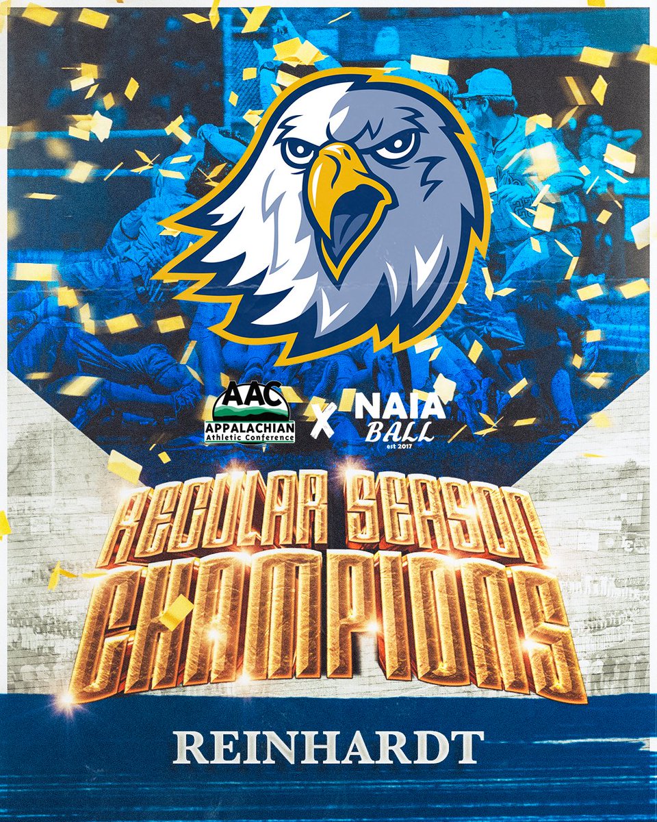 NAIA Ball (@naiaball) on Twitter photo 🚨 Reinhardt (GA) (38-9) wins the Appalachian Athletic Conference Regular Season Championship for the second straight season. The Eagles will be the #1 seed in the conference tournament next week
<a href="/RUBaseballAAC/">Reinhardt University Baseball</a> <a href="/RU_Eagles/">Reinhardt Athletics</a> <a href="/AACsports/">AAC Sports</a>
#NAIABall 🚨 Reinhardt (GA) (38-9) wins the Appalachian Athletic Conference Regular Season Championship for the second straight season. The Eagles will be the #1 seed in the conference tournament next week
<a href="/RUBaseballAAC/">Reinhardt University Baseball</a> <a href="/RU_Eagles/">Reinhardt Athletics</a> <a href="/AACsports/">AAC Sports</a>
#NAIABall