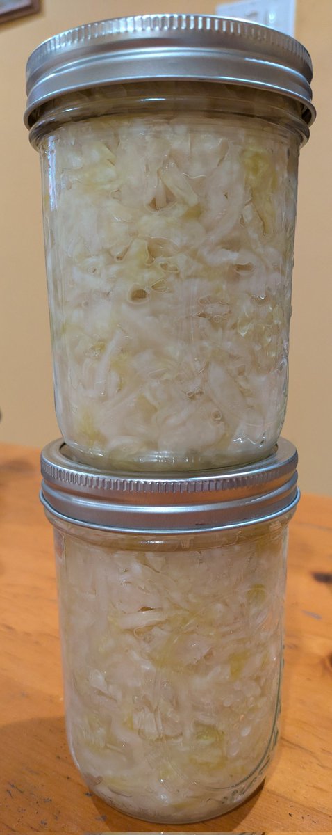 This sauerkraut goes to eleven (pints).  After four weeks of slow ferment to a pH of 3.0, today was the day to can it.  Looking forward to great things.  
  And gas.  There will be gas.