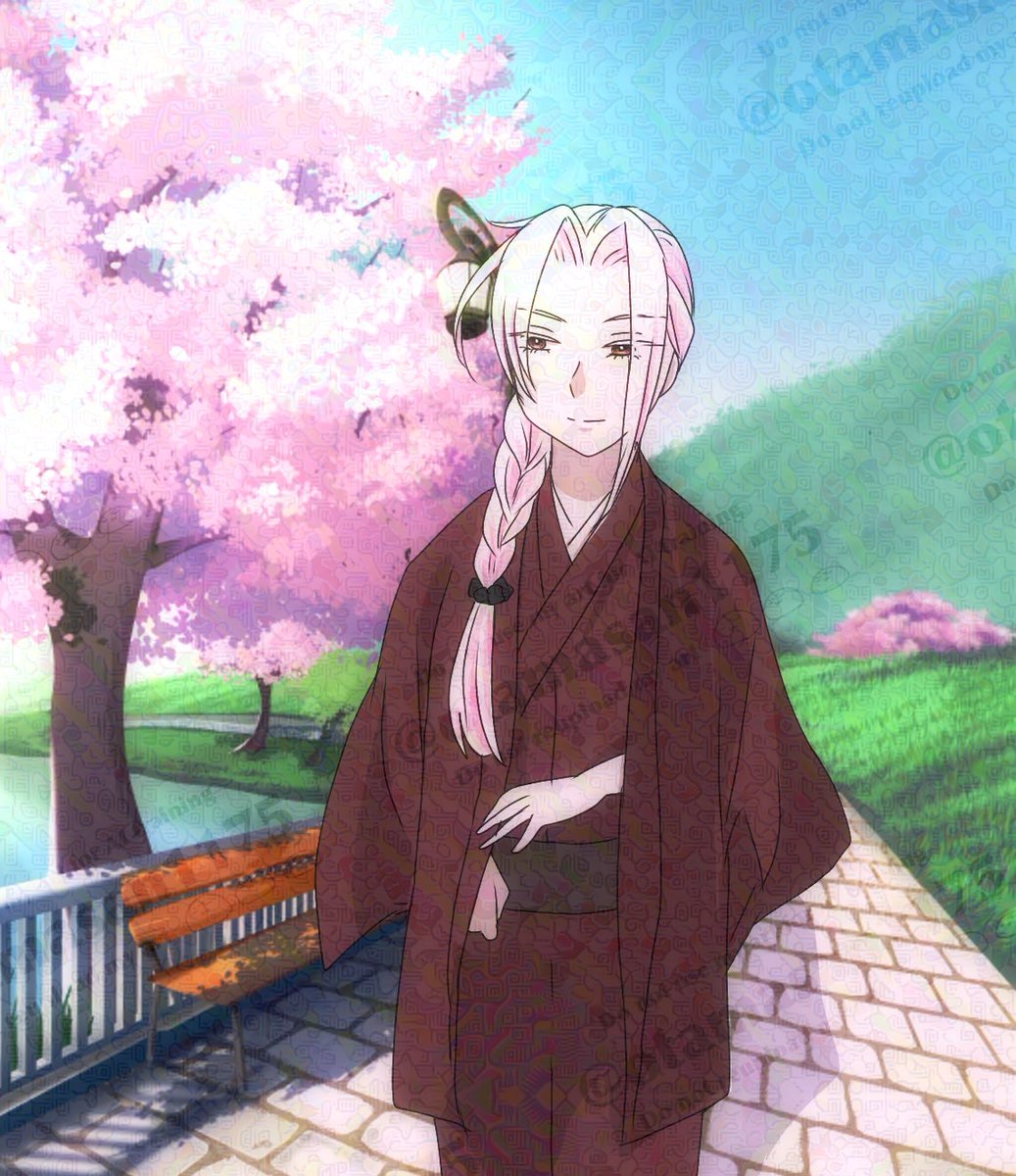 桜が咲く時期になると無性にこの人を描きたくなる。
羽織を肩にかける資料お借りして描いてみた。

（マークなしはべったーにうpします）

 #RZbeeさん男性着物資料お借りしました