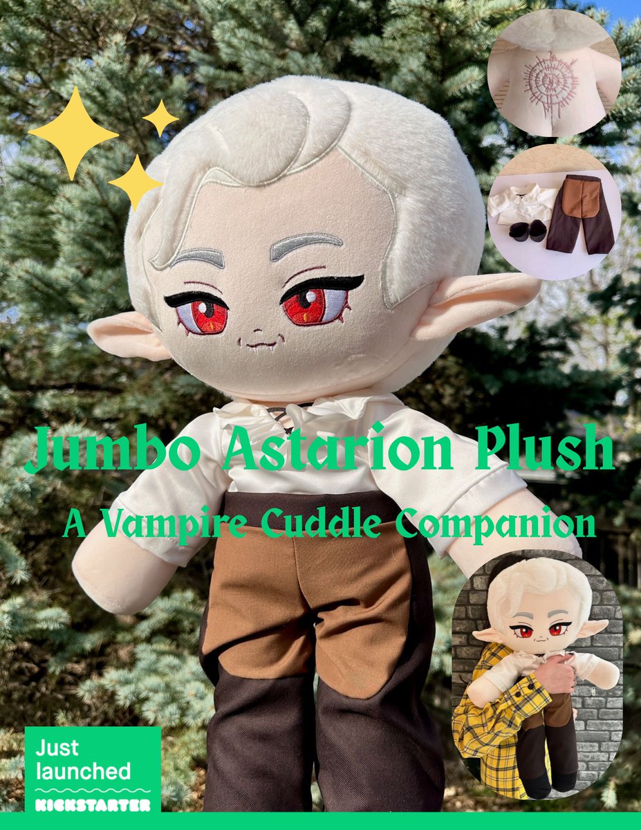 virtualsaintart's tweet image. Updated pics for my Jumbo Astarion plush! 🖤 He’s live on Kickstarter now — thank you all for the amazing support so far!! kickstarter.com/projects/virtu…
#Astarion #bg3 #BaldursGate3 #Kickstarter