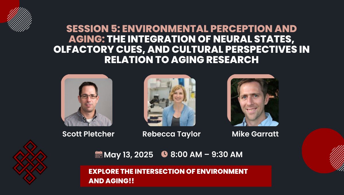 americanaging's tweet image. Join us at #AGEAnnualMeeting2025 for Session 5: Environmental Perception and Aging on May 13, 2025, 8–9:30 AM at Tikahtnu Ballroom.
Speakers: Scott Pletcher, Rebecca Taylor, @GarrattMike, and Elizabeth Kitto.
bit.ly/4cJx8Gd
#EnvironmentalPerception