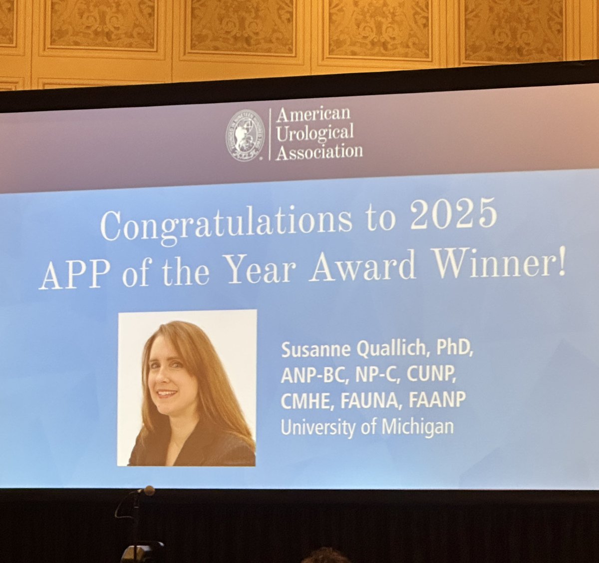 Corinna Hughes (@corinnashughes) on Twitter photo Big congrats to the 2025 APP of the Year ā Susanne Quallich, PhD, ANP-BC, NP-C, CUNP, CMHE, FAUNA, FAANP!
A true powerhouse and trailblazer!
So well deserved! <a href="/AmerUrological/">Amer. Urol. Assn.</a>
#AUA2025 #APPstrong #Urology Big congrats to the 2025 APP of the Year ā Susanne Quallich, PhD, ANP-BC, NP-C, CUNP, CMHE, FAUNA, FAANP!
A true powerhouse and trailblazer!
So well deserved! <a href="/AmerUrological/">Amer. Urol. Assn.</a>
#AUA2025 #APPstrong #Urology