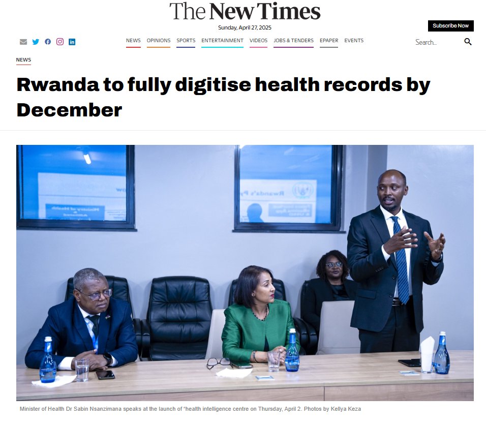 Rwanda is emerging as a leading example of building world-class digitalization + tech into the health system. Driven by strong government commitment &amp; health sector leadership; national ID and insurance systems; expanded broadband access at clinics (to supplement 4G