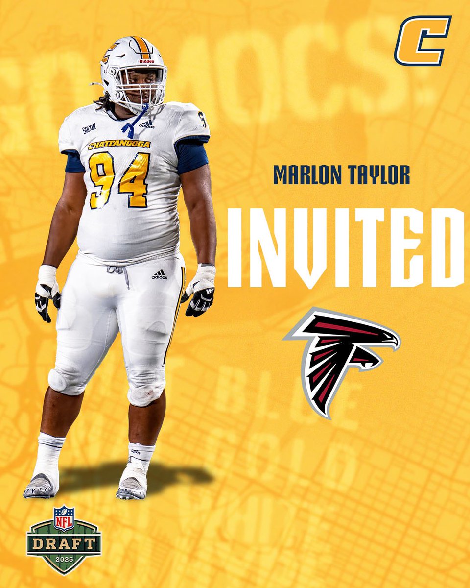 Chattanooga Football (@gomocsfb) on Twitter photo Chatt ➡️ Atlanta
Congratulations <a href="/MarlonTaylor_II/">Marlon Taylor</a> for the rookie minicamp invite with the Atlanta Falcons! 🏈 Chatt ➡️ Atlanta
Congratulations <a href="/MarlonTaylor_II/">Marlon Taylor</a> for the rookie minicamp invite with the Atlanta Falcons! 🏈