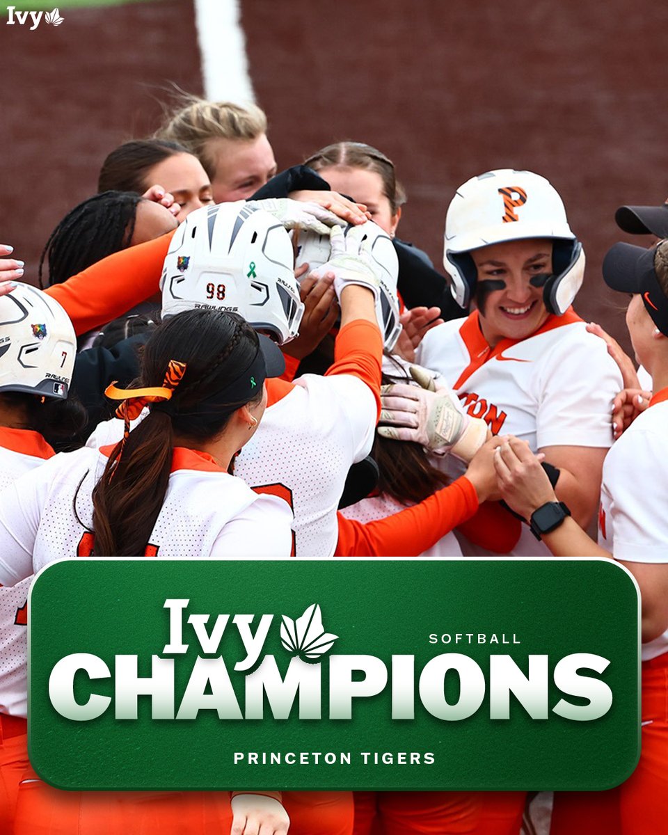 IVY CHAMPIONS. 🏆

With a win over Penn, <a href="/PUSoftball/">Princeton Softball</a> has clinched at least a share of the Ivy League title. This marks the 23rd title for Princeton and the fourth in as many seasons. Congrats, Tigers! 🌿🥎