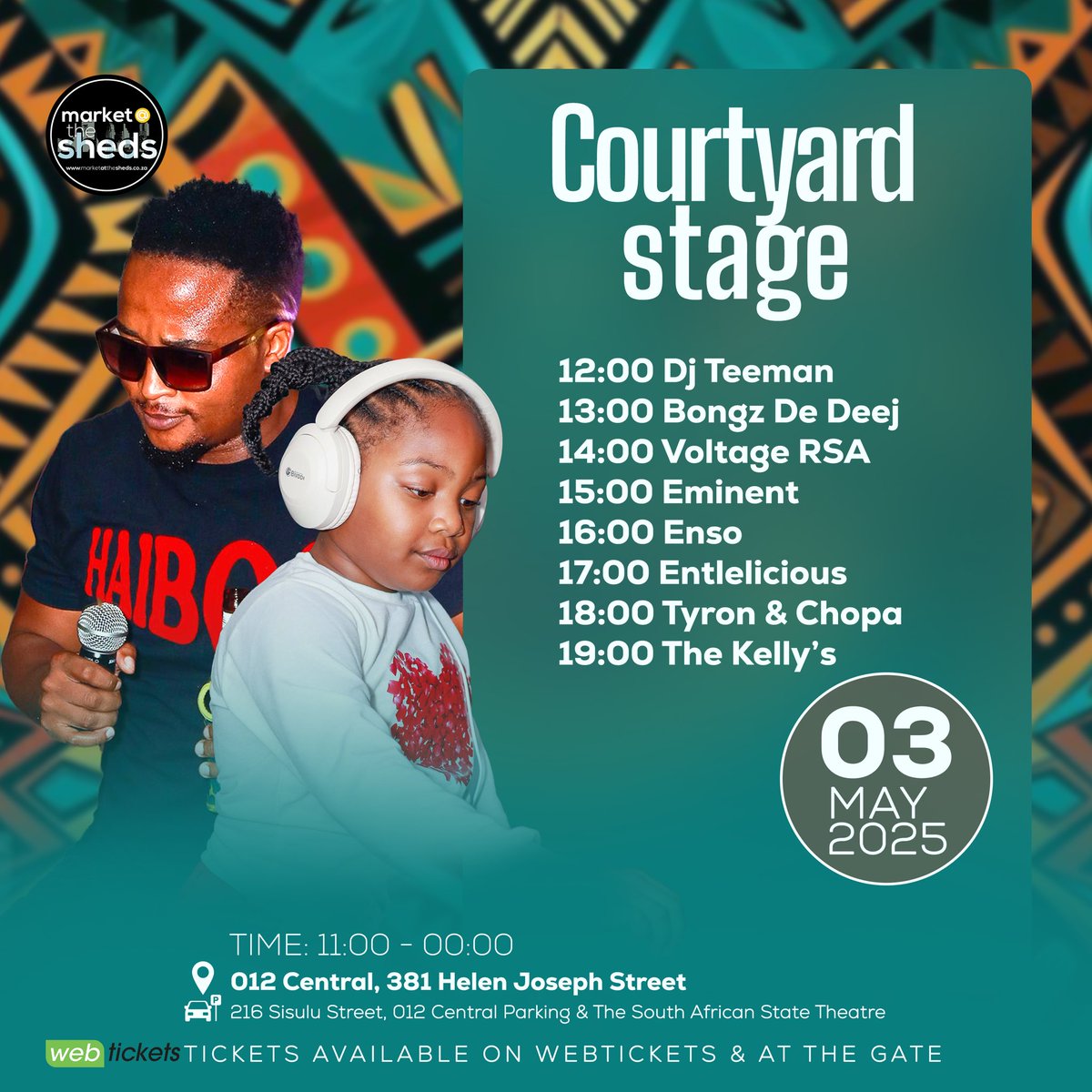 Market@theSheds &amp; Sheds@Night presents Zee Nxumalo – Touch of Africa

Join us for a vibrant celebration of local culture, music, and community at Market@theSheds &amp; Sheds@Night with the theme Touch of Africa! This family-friendly event takes place at 012central, where the day