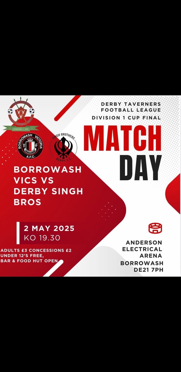 Our first cup final of the season is here on Friday 2nd May. Come along and show your support