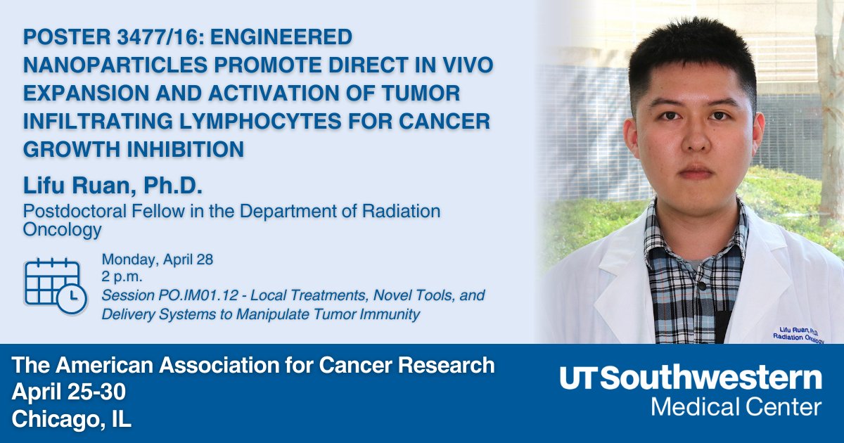 UTSW Science (@utswscience) on Twitter photo Join <a href="/UTSWMedCenter/">UT Southwestern Medical Center</a> researchers at poster 3477/16 to hear their latest work on how nanoparticles are helping to make more effective cancer immunotherapies. After the talk, find us at booth #3701 to learn more about our programs in Dallas! #AACR25 Join <a href="/UTSWMedCenter/">UT Southwestern Medical Center</a> researchers at poster 3477/16 to hear their latest work on how nanoparticles are helping to make more effective cancer immunotherapies. After the talk, find us at booth #3701 to learn more about our programs in Dallas! #AACR25