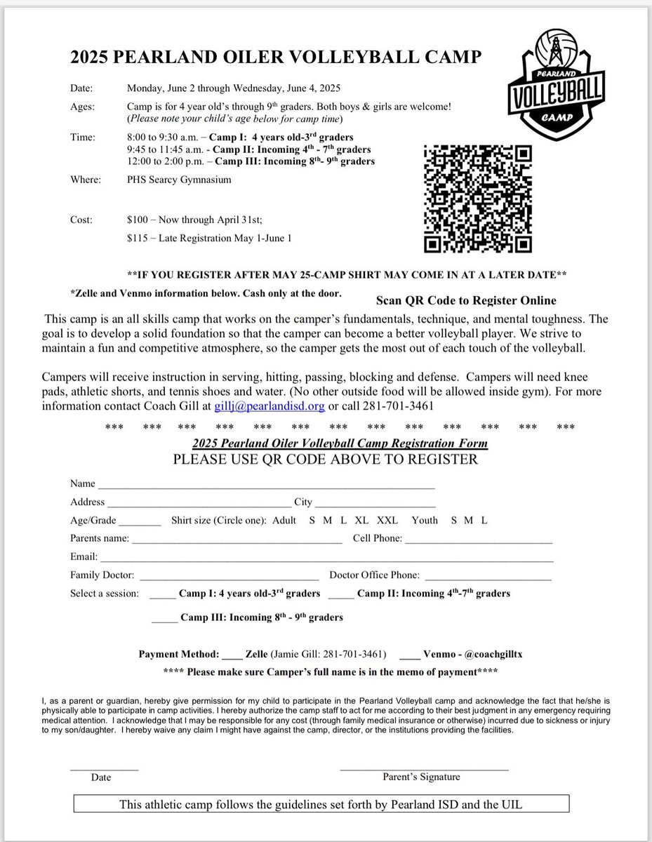 ‼️Register now‼️
Only a few days left before the price goes up!
Starting May 1st -the early registration ends!
<a href="/PearlandHSsport/">Pearland High School Athletics</a> <a href="/PearlandHighSch/">Pearland High School</a>