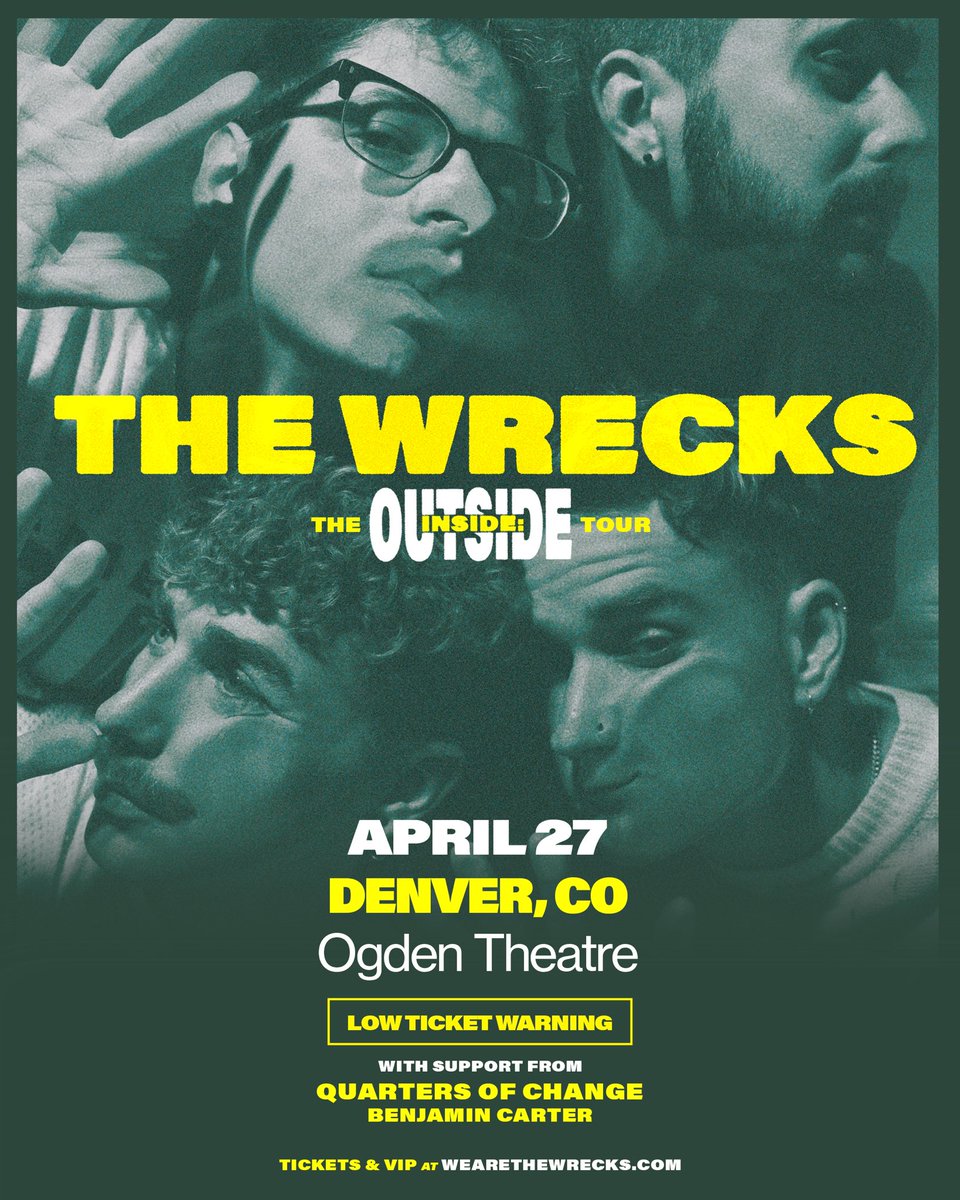 The Wrecks (@wearethewrecks) on Twitter photo Denver! Very low ticket warning for our show tonight <a href="/ogdentheatre/">Ogden Theatre</a> with Quarters of Change and Ben Carter. Tickets: axs.com/events/697527/… Denver! Very low ticket warning for our show tonight <a href="/ogdentheatre/">Ogden Theatre</a> with Quarters of Change and Ben Carter. Tickets: axs.com/events/697527/…