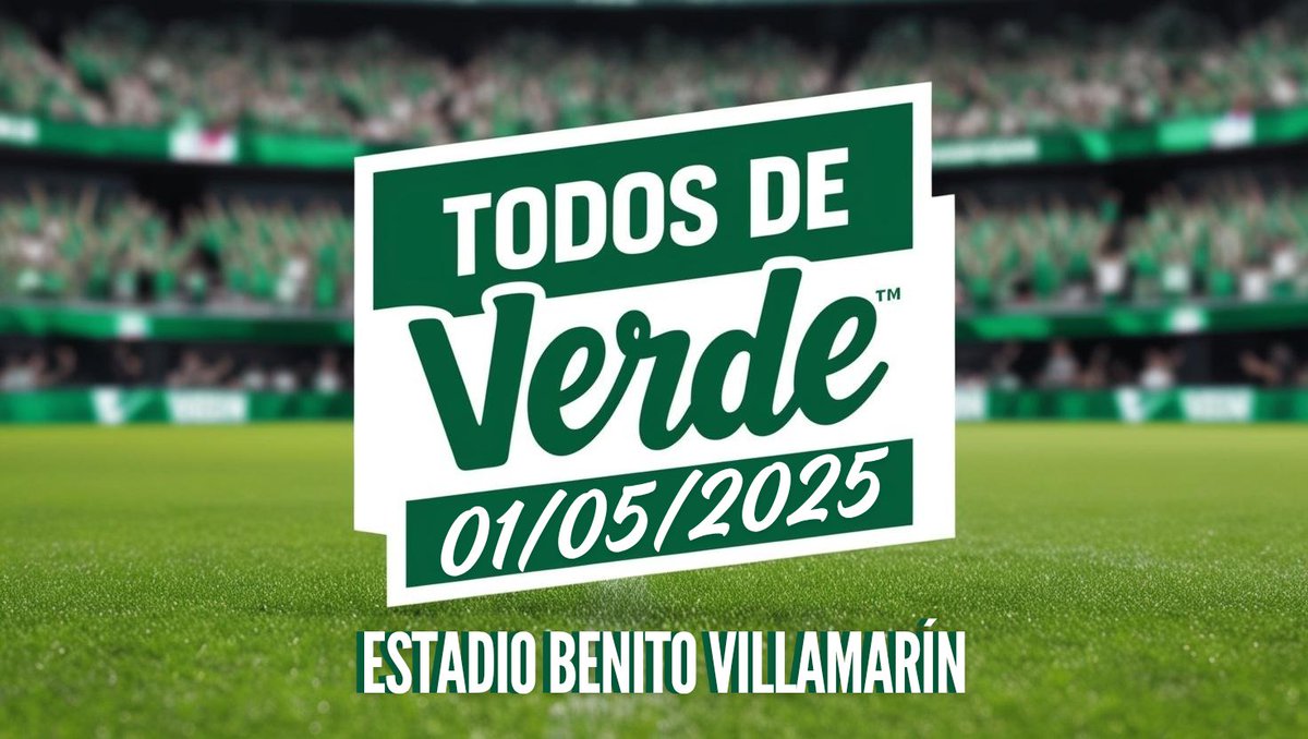 💚 TODO AL VERDE 💚
El jueves 1 de mayo todos de verde al Villamarín

¡𝘽𝙀𝙏𝙄𝙎 𝘼𝙇𝙀!

#TodosDeVerde