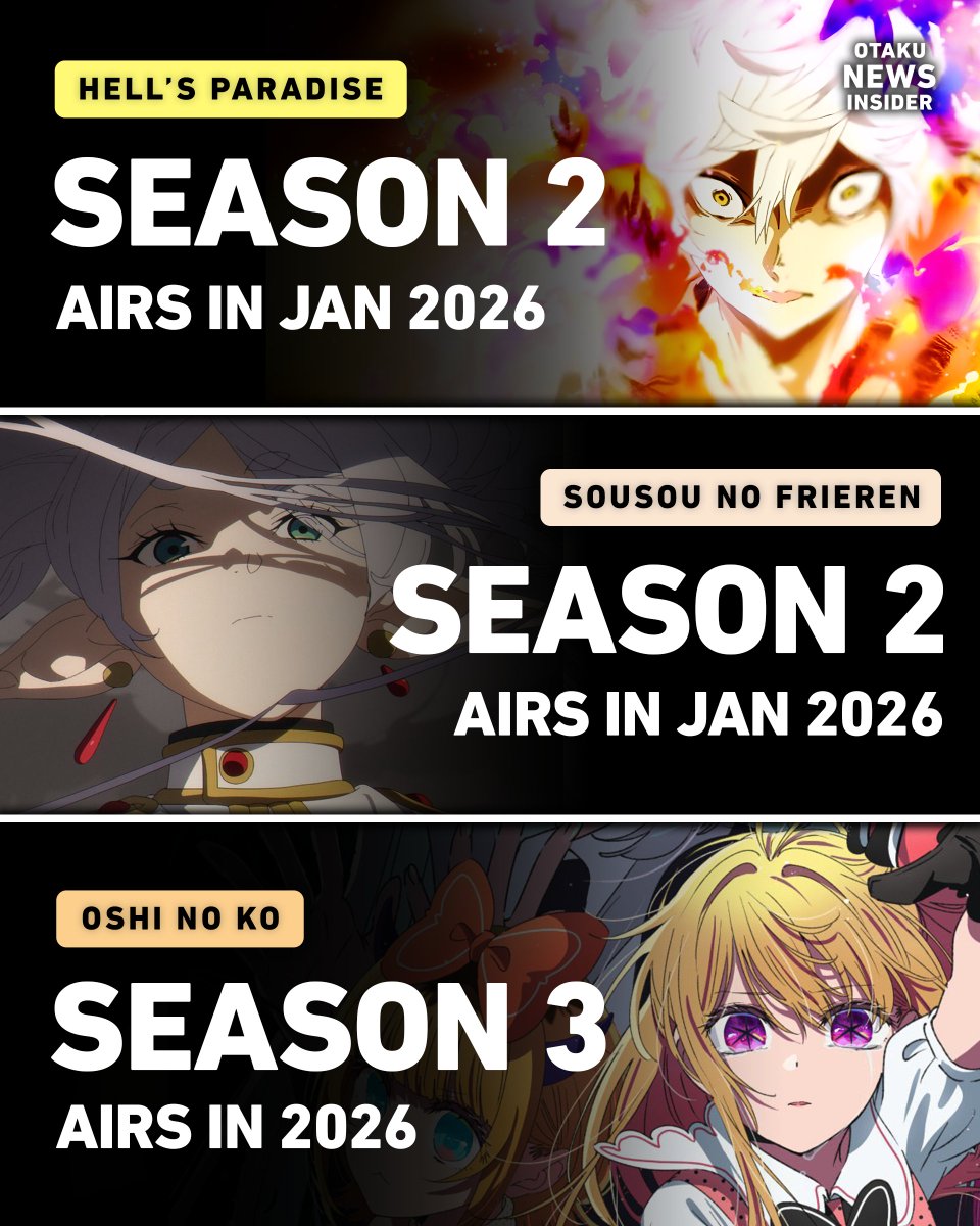 theotakuinsider's tweet photo. Major Upcoming 2026 Anime! https://t.co/ZAtoIl1SIu
