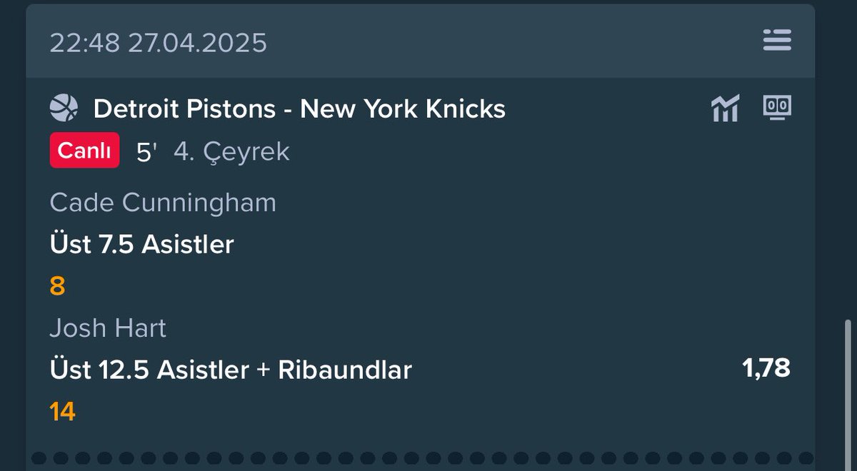 bi_gambler's tweet photo. Detroit-NYK maçına tam 10 tahmin ve 10 KAZANAN 🍽️
#Rolling2 Kuponunda ilk 2 tercih çok rahat kazandı ✅
Ayrıca Telegram grubuna bıraktığım maça ait tüm tercihler 4.Periyotun başında KAZANDI 🔥