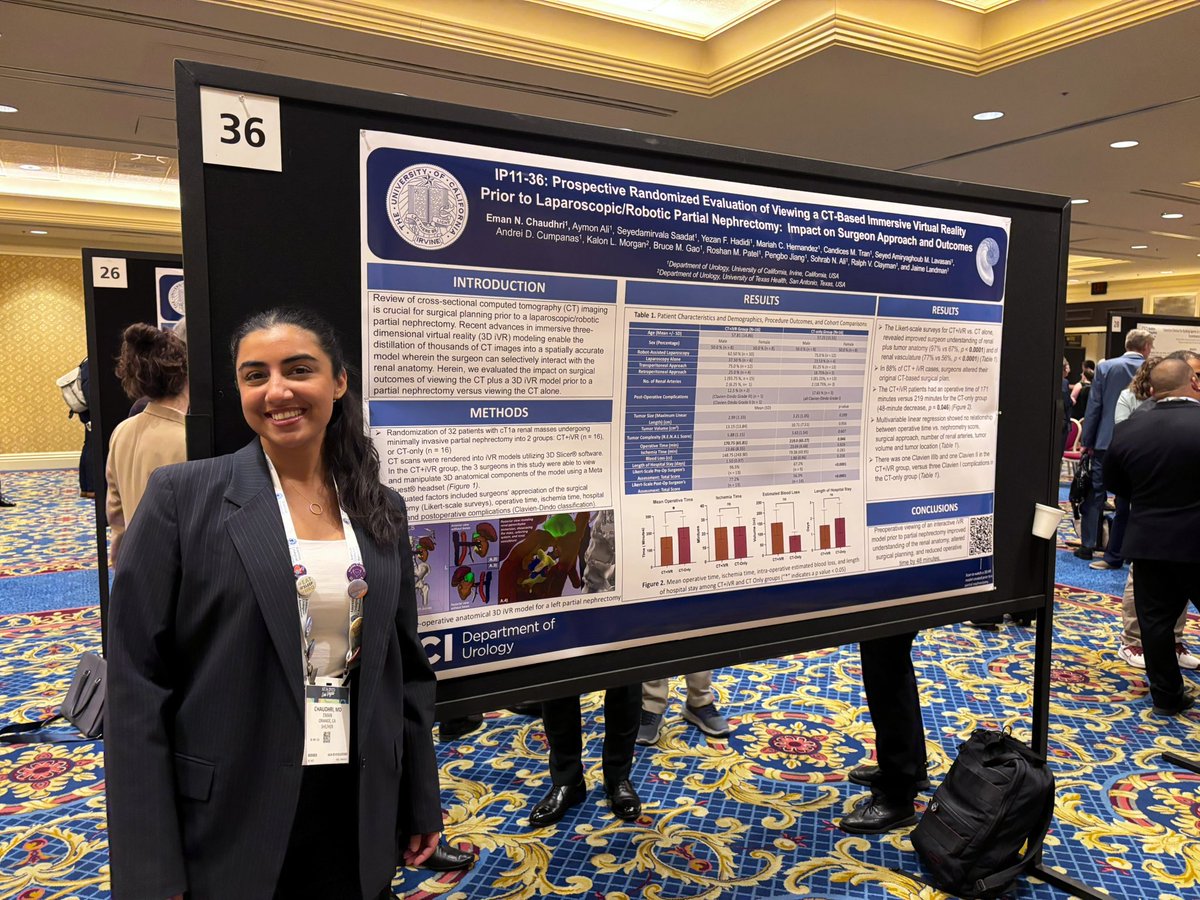 Val Saadat (@val_saadat) on Twitter photo Our beloved <a href="/UCI_Urology/">UCI Urology</a> team — Dr. Bruce Gao, Dr. Aymon Ali, and LIFT fellow Eman Chaudhri — presenting groundbreaking work on the Air Force #1 force sensor, novel titanium bladder augmentation, and an innovative iVR model for partial nephrectomy. #AUA25 #Innovation #Urology Our beloved <a href="/UCI_Urology/">UCI Urology</a> team — Dr. Bruce Gao, Dr. Aymon Ali, and LIFT fellow Eman Chaudhri — presenting groundbreaking work on the Air Force #1 force sensor, novel titanium bladder augmentation, and an innovative iVR model for partial nephrectomy. #AUA25 #Innovation #Urology