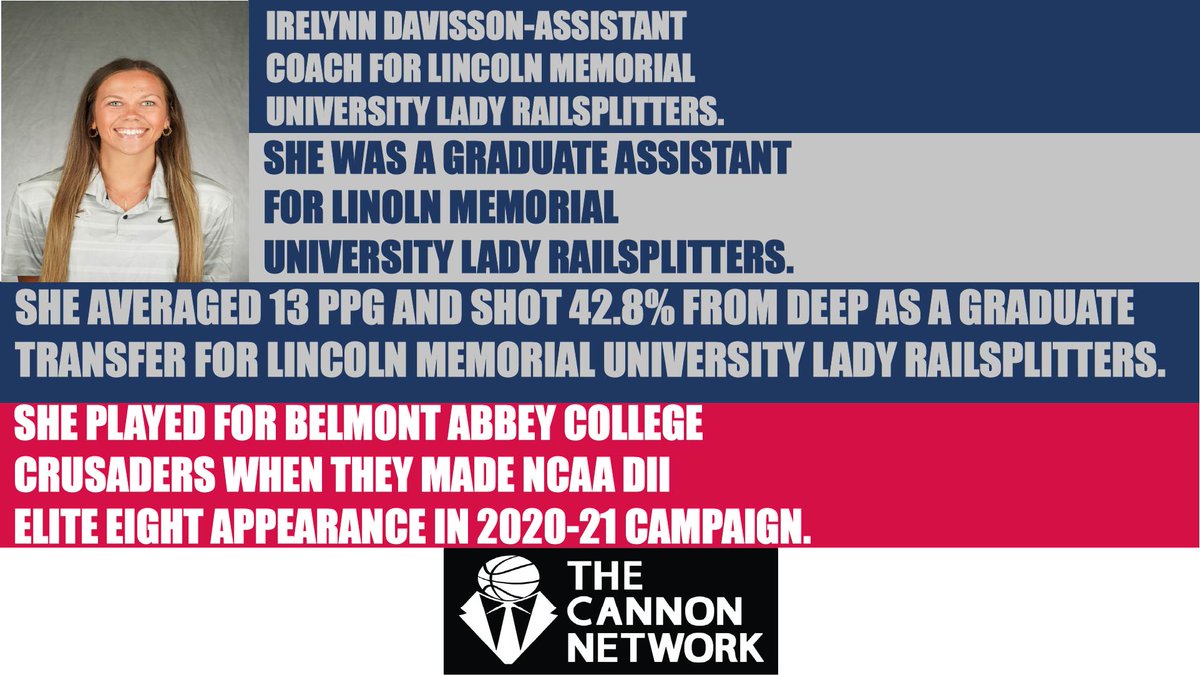 The Cannon Network๐ (@cannon_network) on Twitter photo <a href="/IrelynnDavisson/">Irelynn Davisson</a> is an assistant coach for <a href="/LMUWBasketball/">Lincoln Memorial WBB</a> thecannonnetwork.com #basketball #TheCannonNetwork <a href="/IrelynnDavisson/">Irelynn Davisson</a> is an assistant coach for <a href="/LMUWBasketball/">Lincoln Memorial WBB</a> thecannonnetwork.com #basketball #TheCannonNetwork