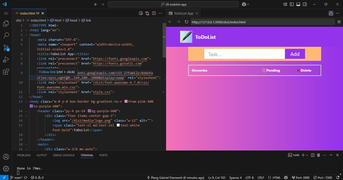 Plang Gabriel Damwesh (@dgplang) on Twitter photo #100DaysofCodingChallenge
Day 045/100
HTML, TailwindCSS & Javascript used with a view to develop a ToDoList App. Frontend Redesign Completed.
<a href="/blockfuselabs/">Blockfuse Labs</a>
<a href="/devlongs_/">devlongs</a>
<a href="/scarfacedoteth/">ScarFace of Blockfuse Labs</a>
<a href="/SuleimanShaaibu/">Shaaibu Suleiman</a>
<a href="/The_5thSon/">The_5thSon</a>
<a href="/0xkingkc/">Kingsley Gbutemu Kefas</a>
<a href="/emmanueldoji/">web3normad</a>
<a href="/Jethrosmitt/">Jethro Lopwus</a>
<a href="/LuckifyT/">devLuckify</a>
<a href="/DimkaYilrit/">Dimka Yilrit</a> #100DaysofCodingChallenge
Day 045/100
HTML, TailwindCSS & Javascript used with a view to develop a ToDoList App. Frontend Redesign Completed.
<a href="/blockfuselabs/">Blockfuse Labs</a>
<a href="/devlongs_/">devlongs</a>
<a href="/scarfacedoteth/">ScarFace of Blockfuse Labs</a>
<a href="/SuleimanShaaibu/">Shaaibu Suleiman</a>
<a href="/The_5thSon/">The_5thSon</a>
<a href="/0xkingkc/">Kingsley Gbutemu Kefas</a>
<a href="/emmanueldoji/">web3normad</a>
<a href="/Jethrosmitt/">Jethro Lopwus</a>
<a href="/LuckifyT/">devLuckify</a>
<a href="/DimkaYilrit/">Dimka Yilrit</a>
