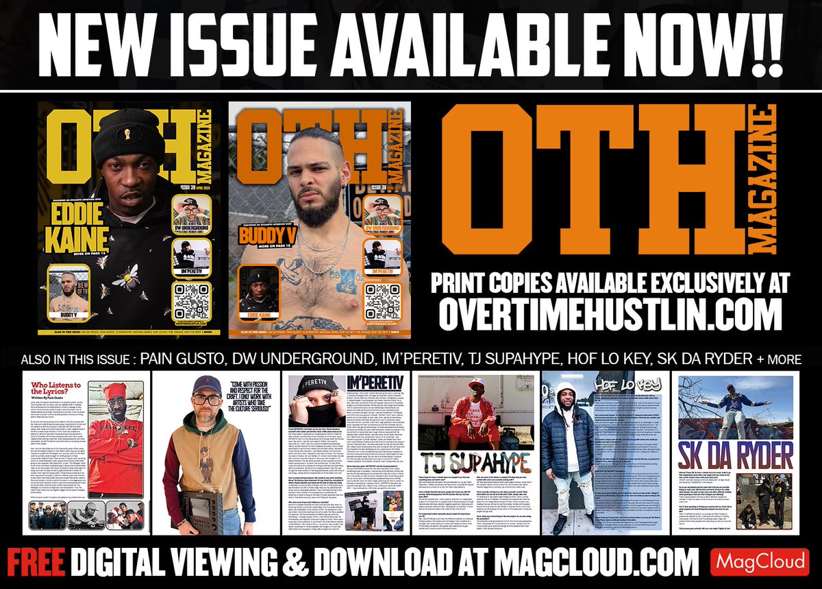 Available now!! #OTHmagazine Issue 38 featuring #EddieKaine #BuddyV #IMPERETIV #SKdaRyder #PainGusto + more 

#Free digital copy : magcloud.com/webviewer/3062…

Print copies OvertimeHustlin.com 

#OTH #Trending #Indie #Fighter #HipHop <a href="/PAiNGUStO/">PAiN GUStO</a> <a href="/imperetiv/">IM’PERETIV</a> <a href="/HofLoKey/">ThefRealHoFLoKey</a>
